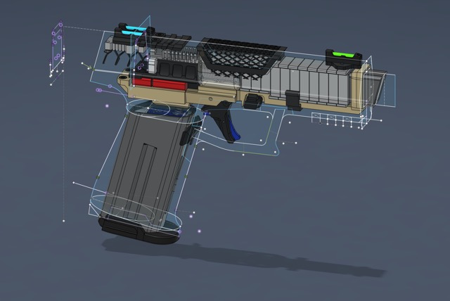 The final CAD model, with the major exterior parts hidden.