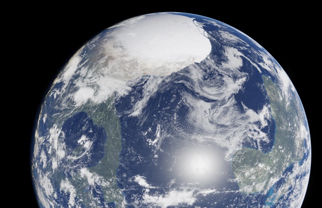 Alpha's north pole consists of a solid landmass connected to its lower latitudes.