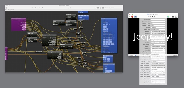 This re-creation of the Jeopardy scoreboard included both graphics control and a complicated state machine.  I've long since forgotten how it works or how to operate it.