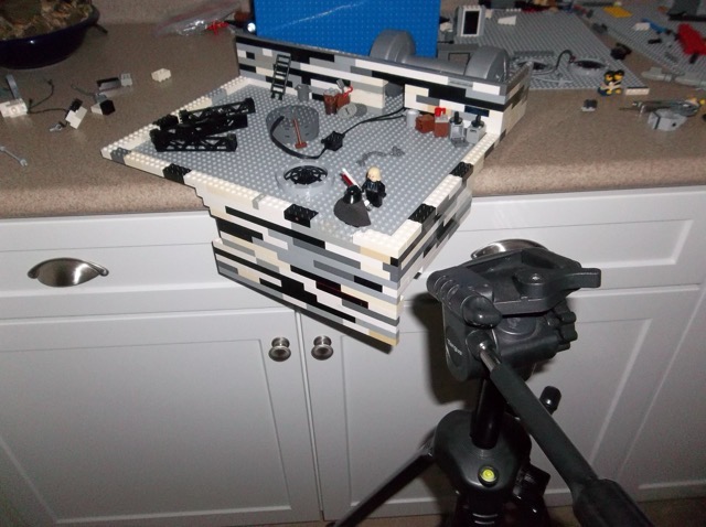 In the climactic moment, Luke catches Vader off guard and uses the Force to push him off the roof.