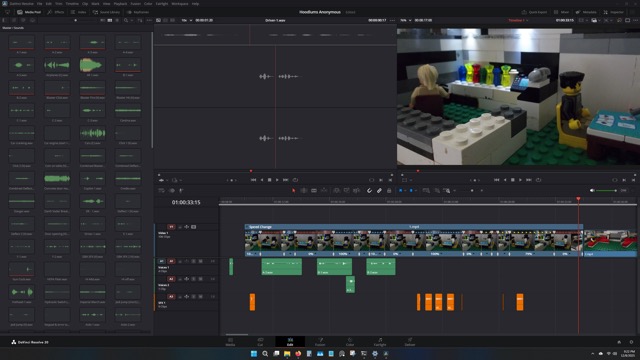 Re-timing and editing footage together using DaVinci Resolve.