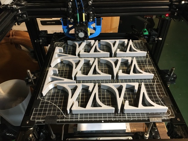 A full plate of custom stands for thick tablet PCs at my job. (2021)