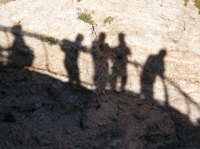 Shadows cast by fellow onlookers at the Grand Canyon.
