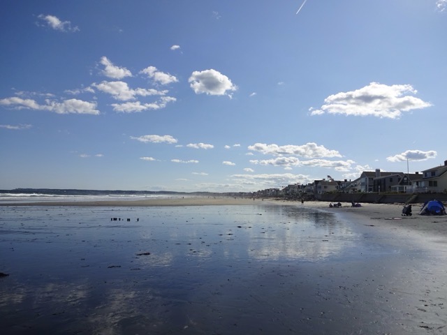 Wet sand on Moody Beach, ME.  It might have been after a recent storm. (2015)