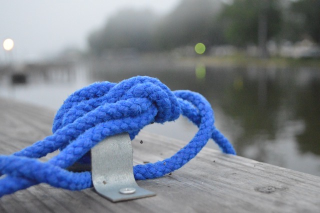 Nylon line tied to a cleat in Lake Marion, SC. (2017)